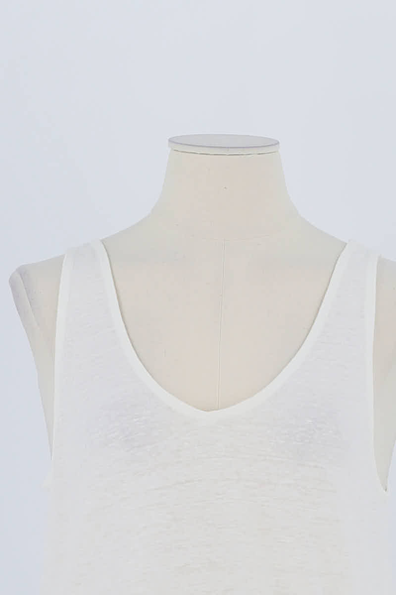Top sans manche Majestic Filatures Blanc en Lin