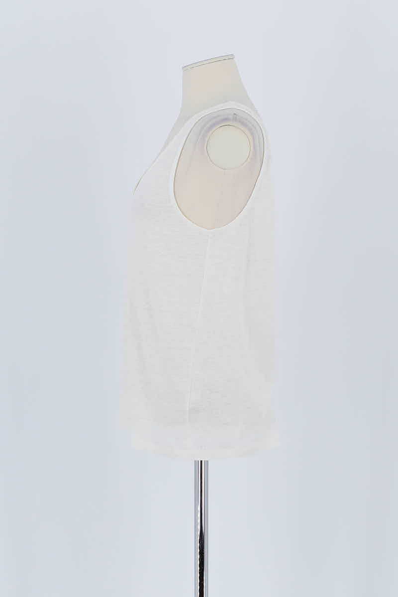 Top sans manche Majestic Filatures Blanc en Lin