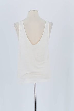 Top sans manche Majestic Filatures Blanc en Lin