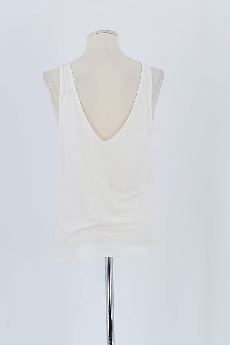 Top sans manche Majestic Filatures Blanc en Lin