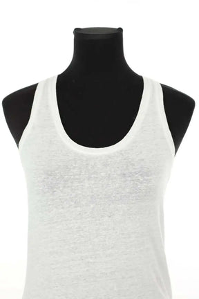 Top sans manche Majestic Filatures Blanc en Lin