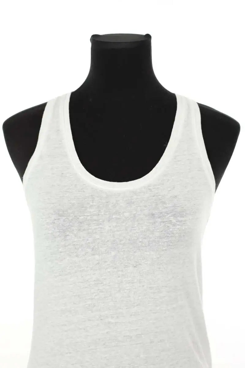 Top sans manche Majestic Filatures Blanc en Lin