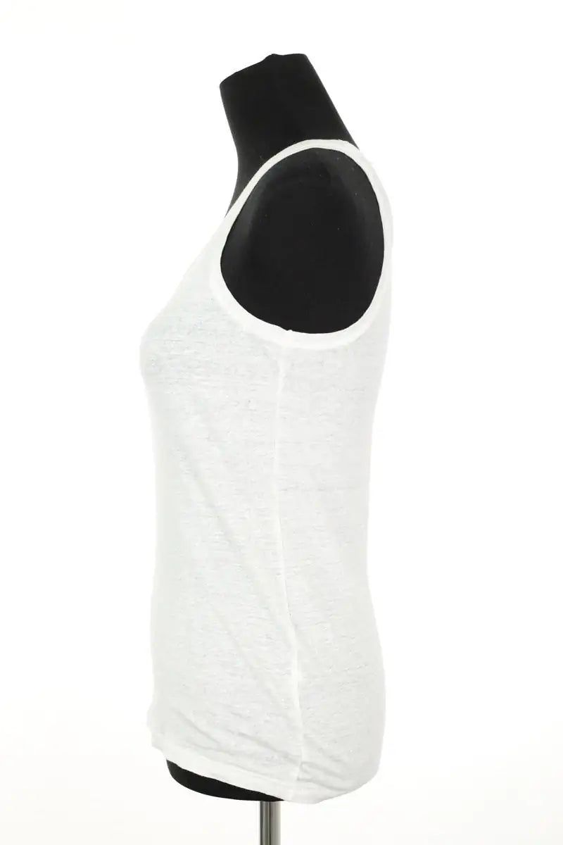 Top sans manche Majestic Filatures Blanc en Lin