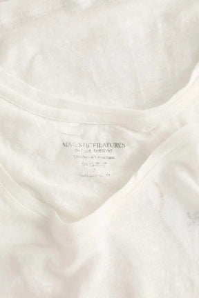 Top sans manche Majestic Filatures Blanc en Lin