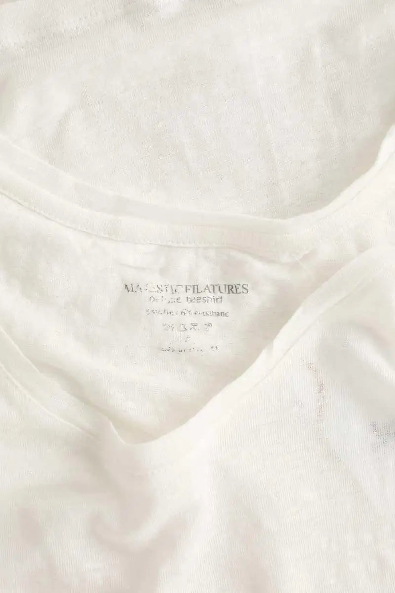 Top sans manche Majestic Filatures Blanc en Lin
