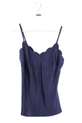 Top sans manche Marjolaine Marine en Soie, taille M - Seconde Main