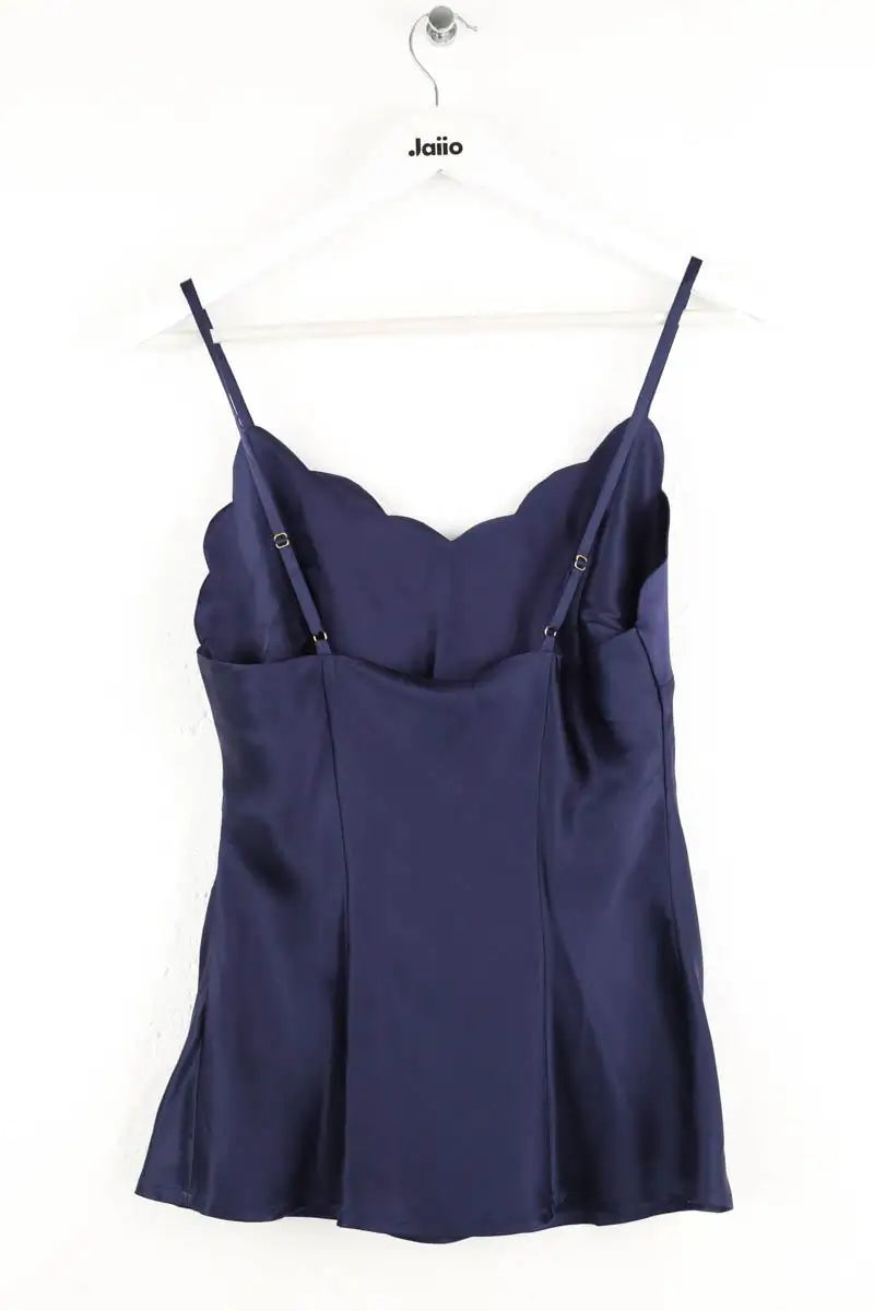 Top sans manche Marjolaine Marine en Soie