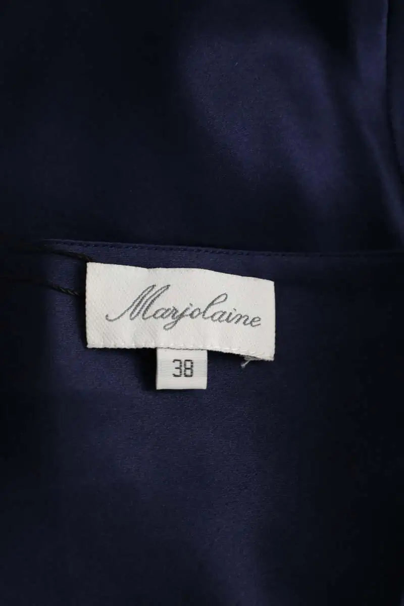 Top sans manche Marjolaine Marine en Soie