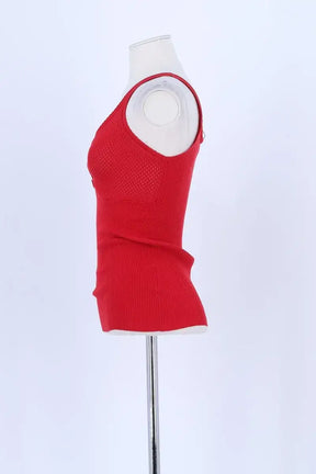 Top sans manche Miu Miu Rouge en Coton