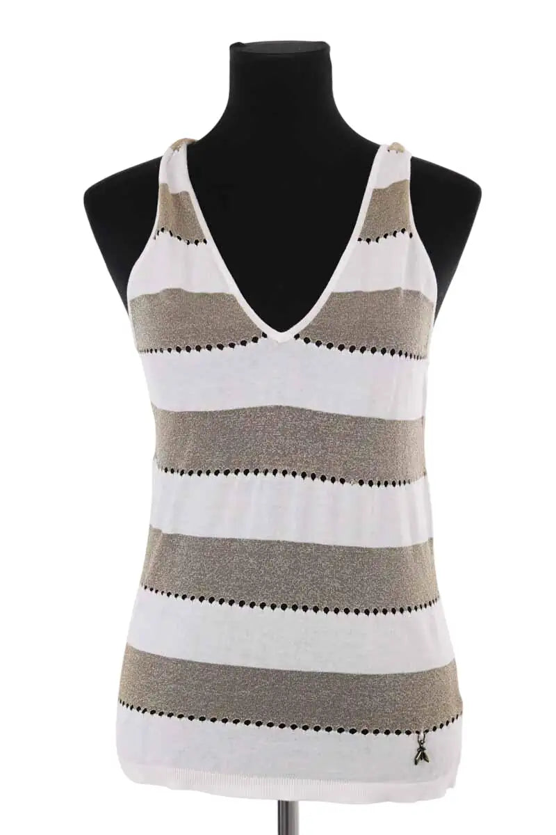 Top sans manche Patrizia Pepe Doré en Coton, taille XS - Seconde Main