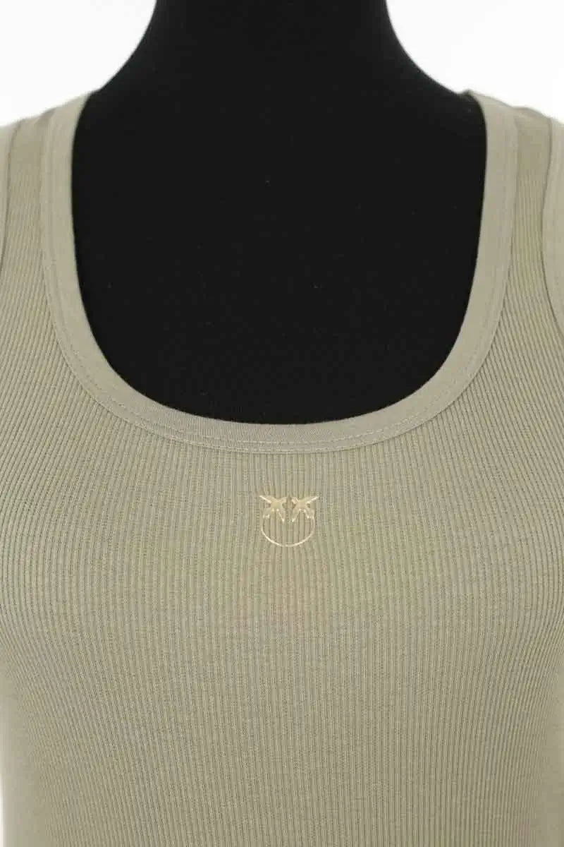 Top sans manche Pinko Kaki en Coton