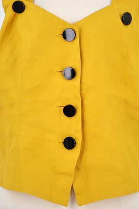 Top sans manche Saint Laurent Jaune en Polyester