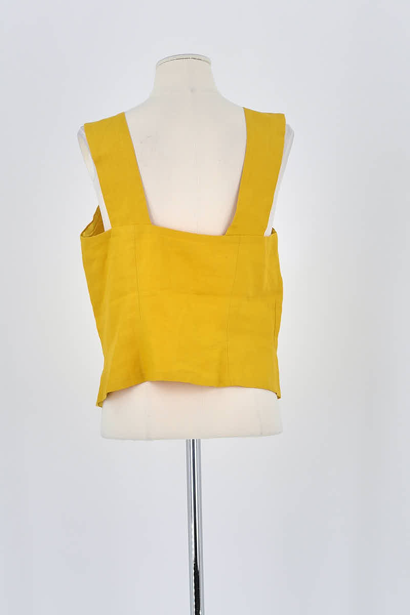 Top sans manche Saint Laurent Jaune en Polyester