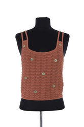 Top sans manche Sandro Marron en Viscose, taille M - Seconde Main