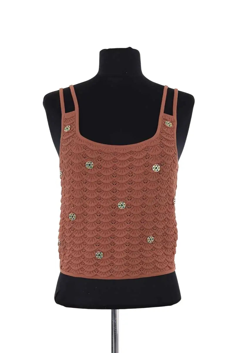 Top sans manche Sandro Marron en Viscose, taille M - Seconde Main