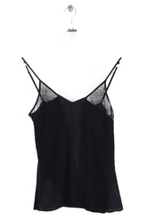 Top sans manche Sandro Noir en Soie, taille S - Seconde Main