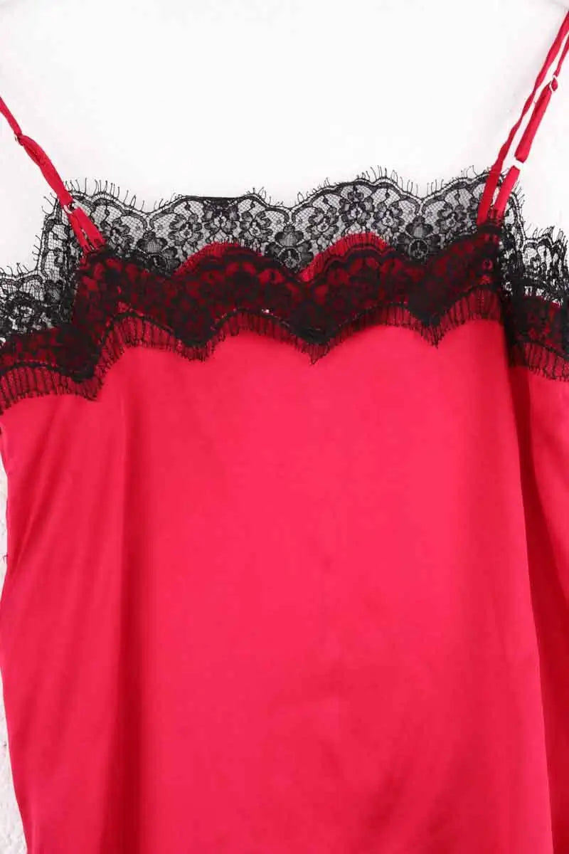 Top sans manche Sandro Rouge en Soie