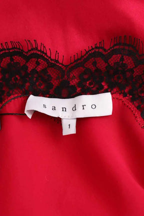 Top sans manche Sandro Rouge en Soie