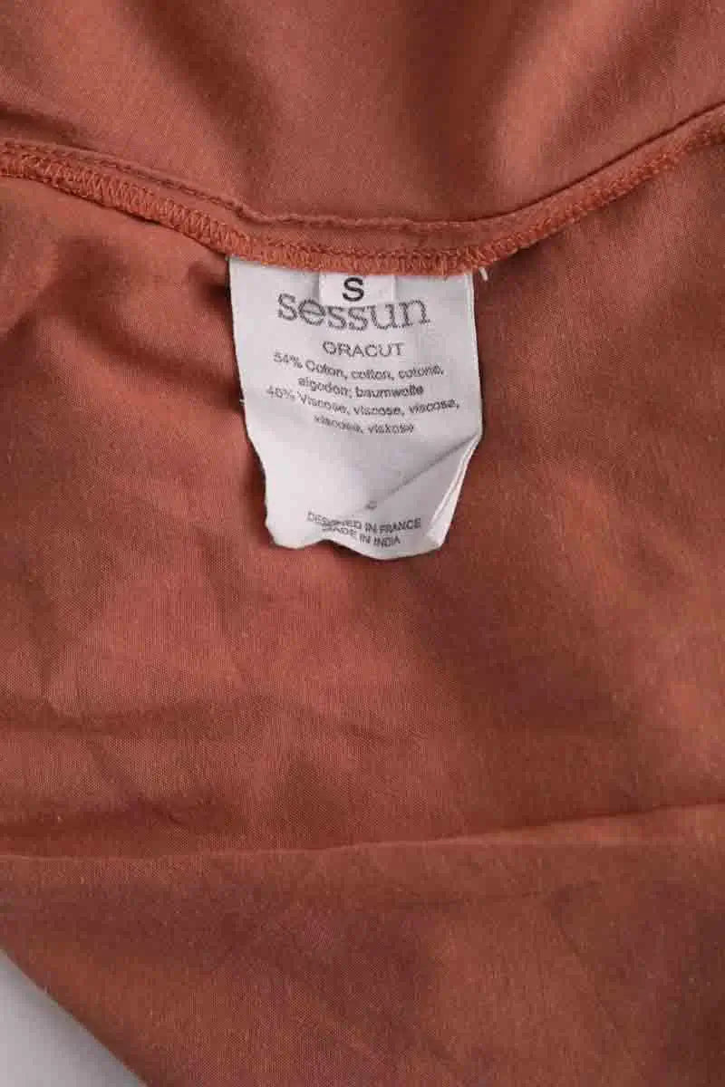 Top sans manche Sessun Camel en Coton