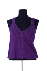 Top sans manche Sézane Violet en Lin, taille XS - Seconde Main