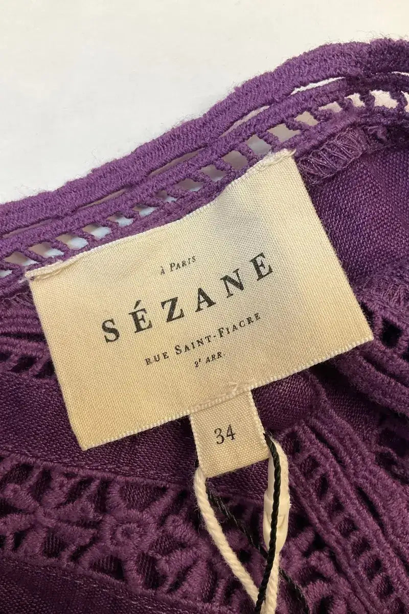 Top sans manche Sézane Violet en Lin
