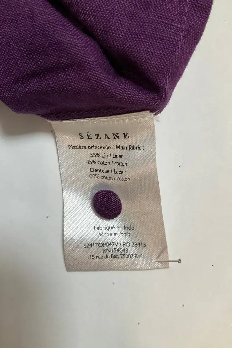 Top sans manche Sézane Violet en Lin