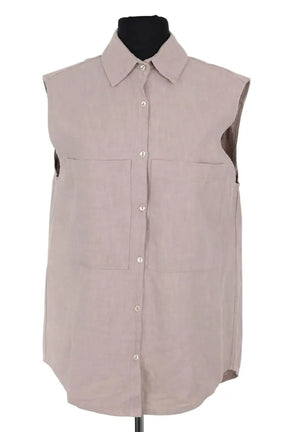 Top sans manche Songe Lab Beige en Lin, taille M - Seconde Main
