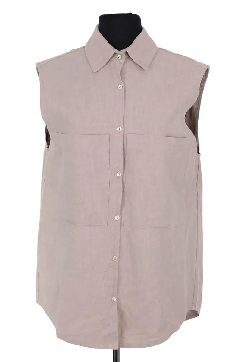 Top sans manche Songe Lab Beige en Lin, taille M - Seconde Main