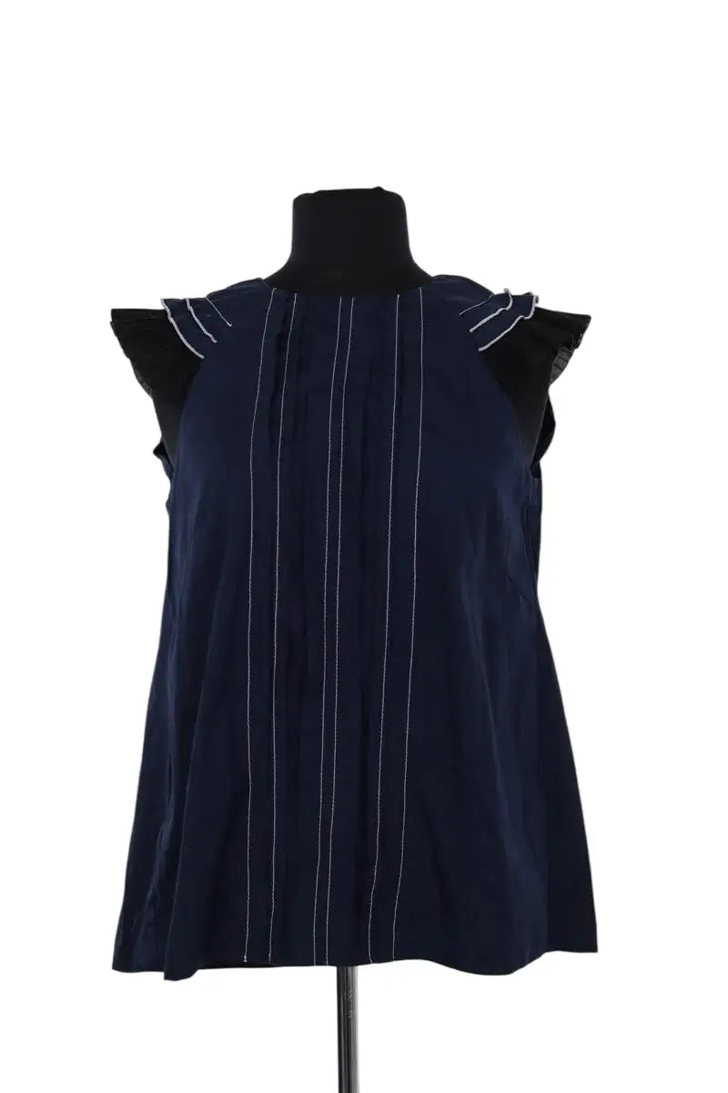 Top sans manche Tara Jarmon Marine en Coton, taille S - Seconde Main