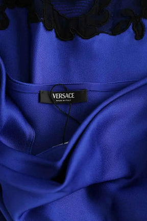 Top sans manche Versace Bleu en Synthétique