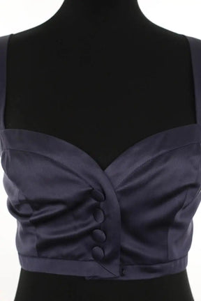 Top sans manche Yves Saint Laurent Marine en Soie