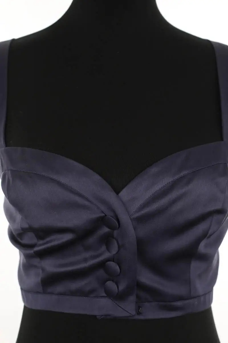 Top sans manche Yves Saint Laurent Marine en Soie