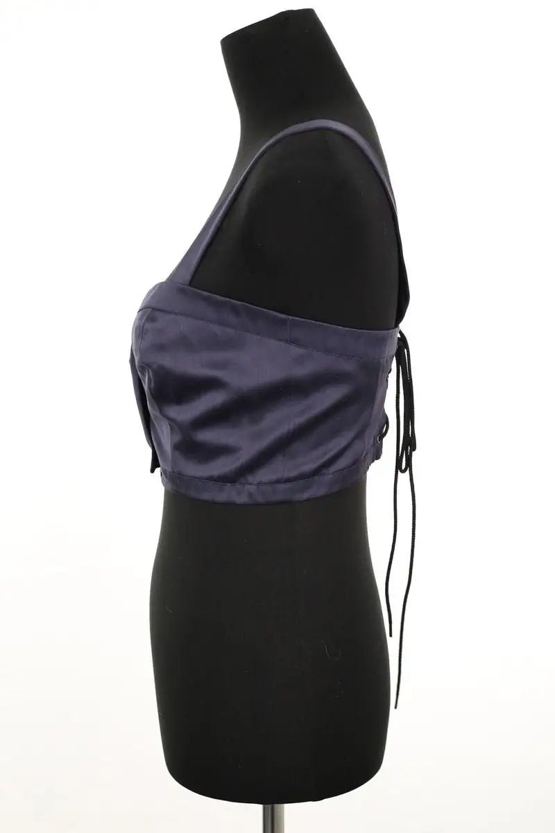 Top sans manche Yves Saint Laurent Marine en Soie