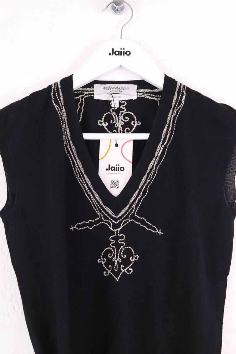 Top sans manche Yves Saint Laurent Noir en Laine
