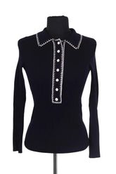 Top Sézane Marine en Laine, taille XXS - Seconde Main