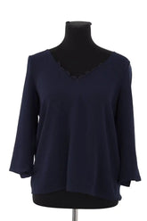 Top Sézane Marine en Synthétique, taille L - Seconde Main