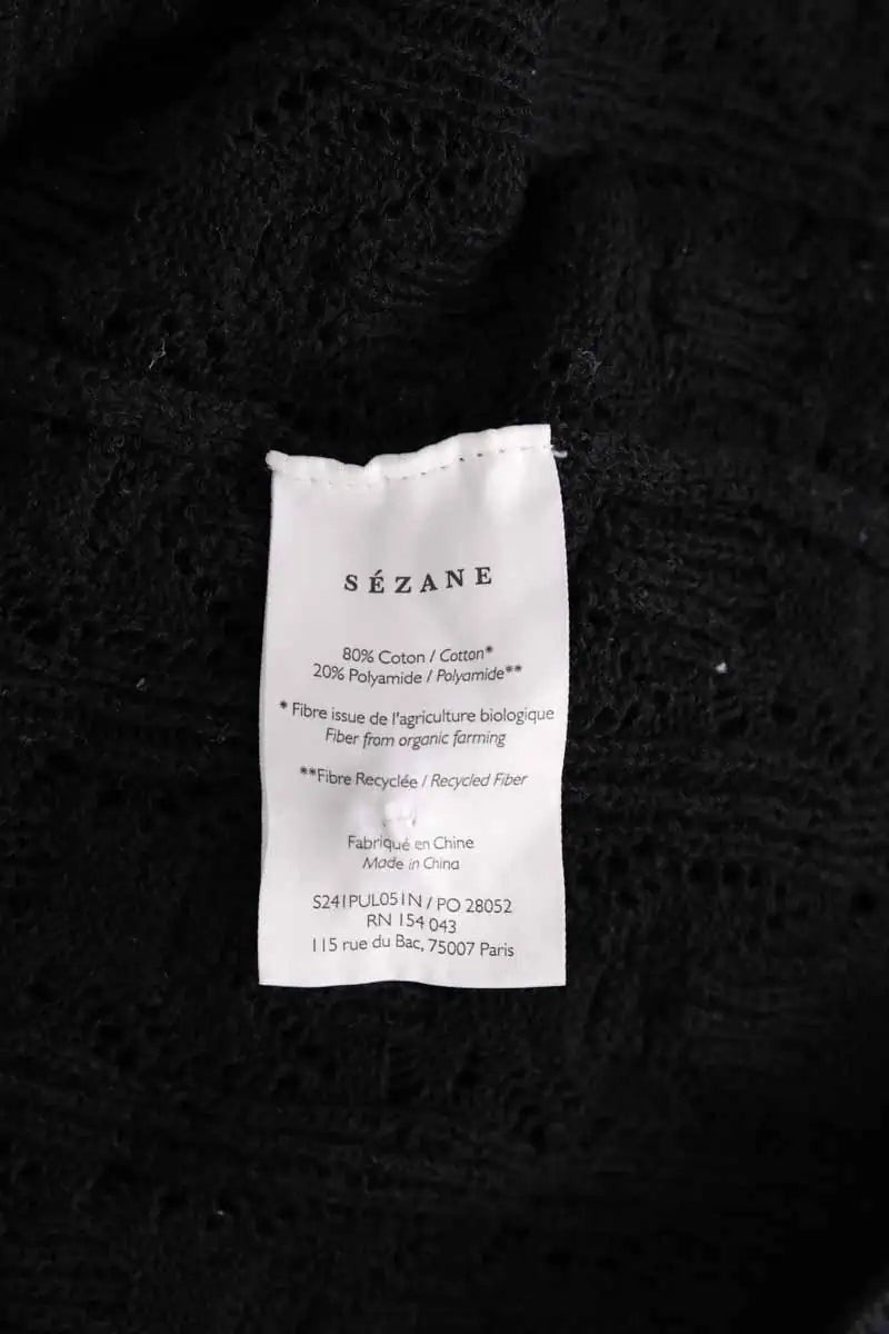Top Sézane Noir en Coton