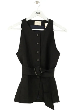Top Sézane Noir en Lin, taille S - Seconde Main