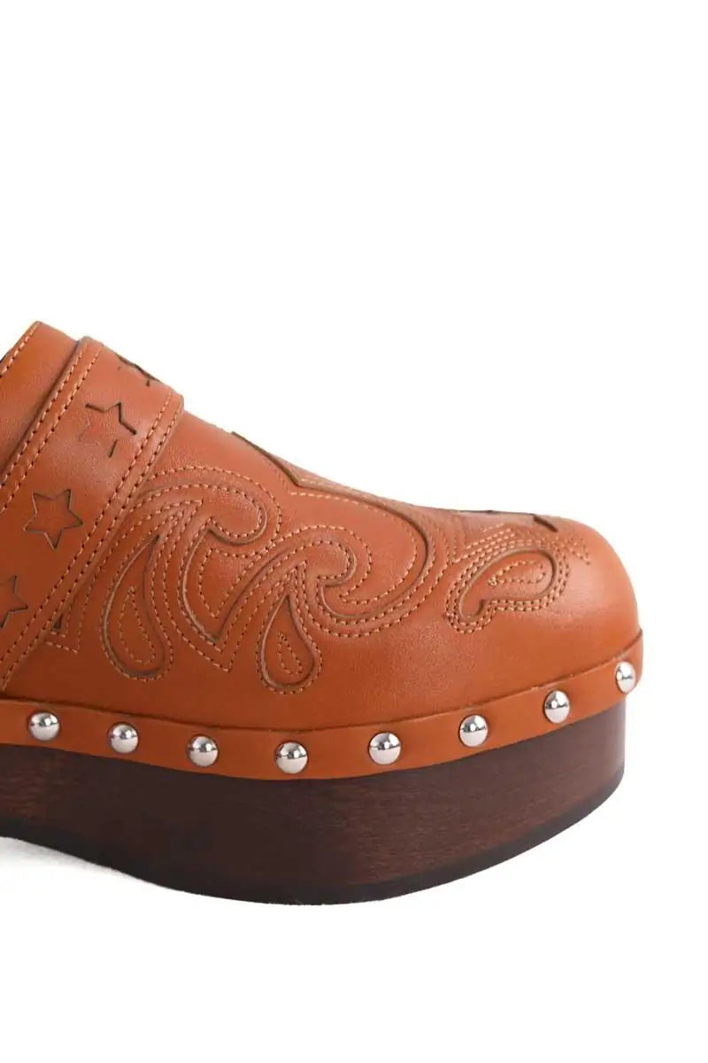 Mules Hippie Hermès HIPPIE Camel en Cuir
