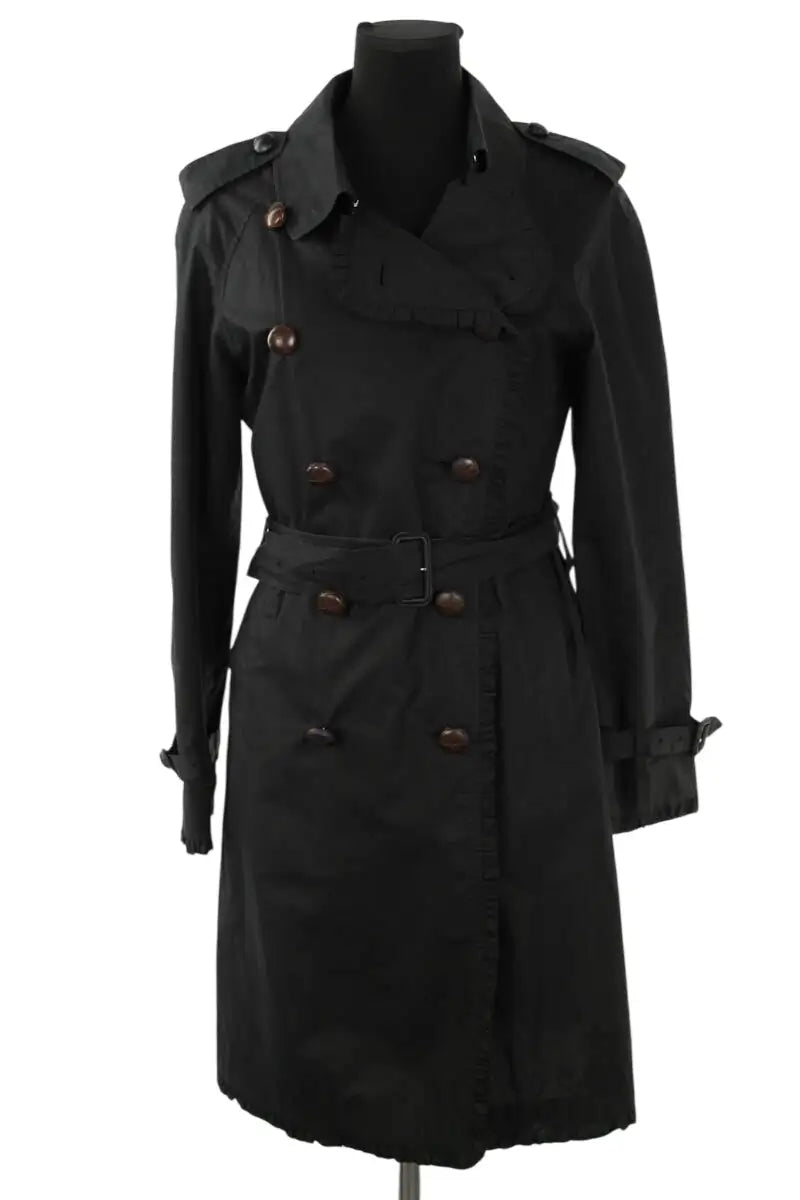Trench-coat Burberry Noir en Coton, taille M - Seconde Main