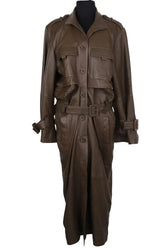 Trench-coat Gestuz Kaki en Cuir, taille S - Seconde Main