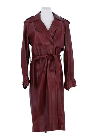 Trench-coat Plein Sud Bordeaux en Cuir, taille M - Seconde Main