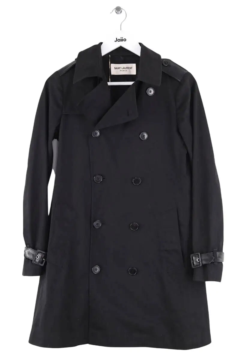 Trench-coat Saint Laurent Noir en Synthétique, taille M - Seconde Main