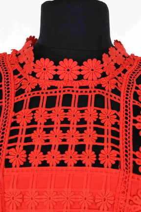 Robe Self-Portrait Rouge en Coton