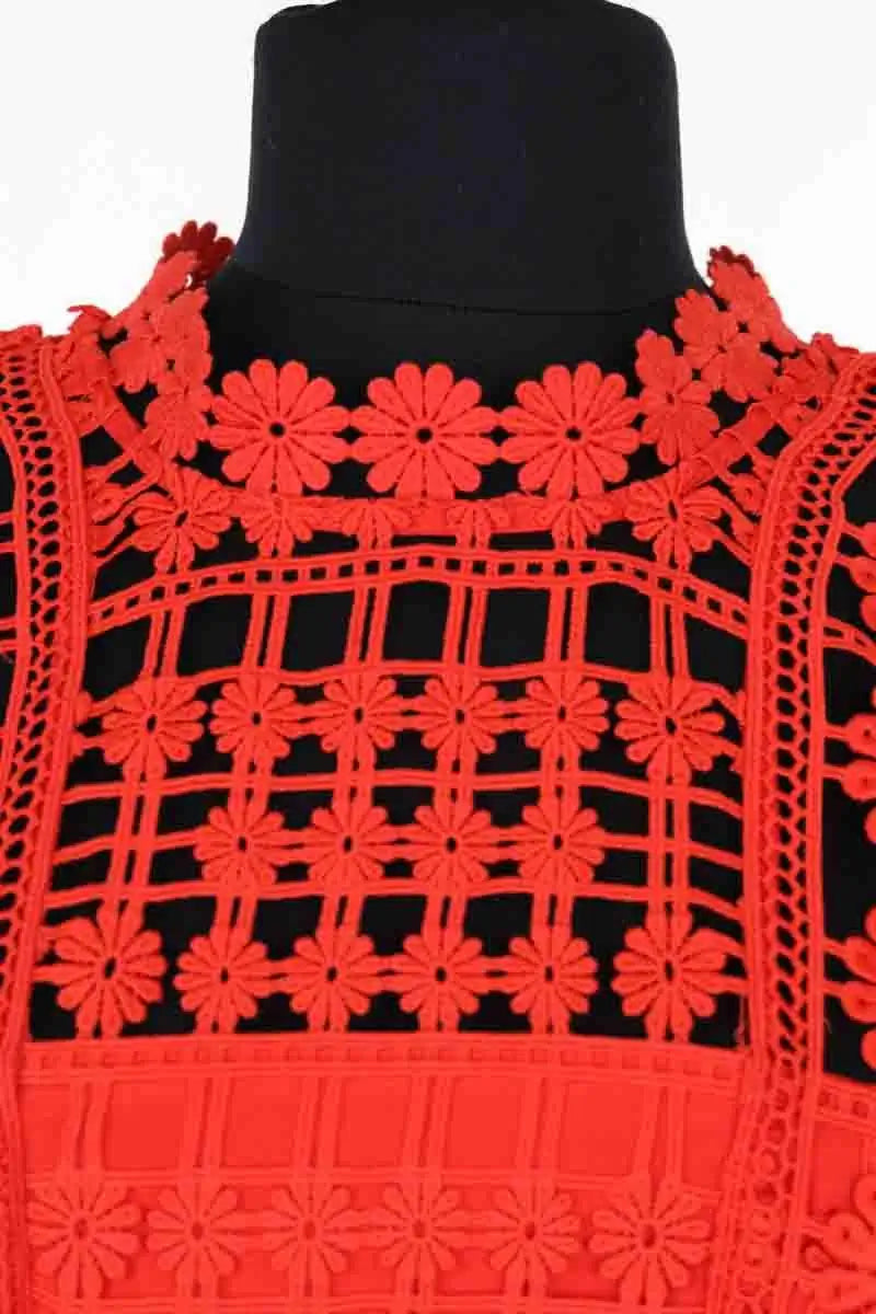 Robe Self-Portrait Rouge en Coton