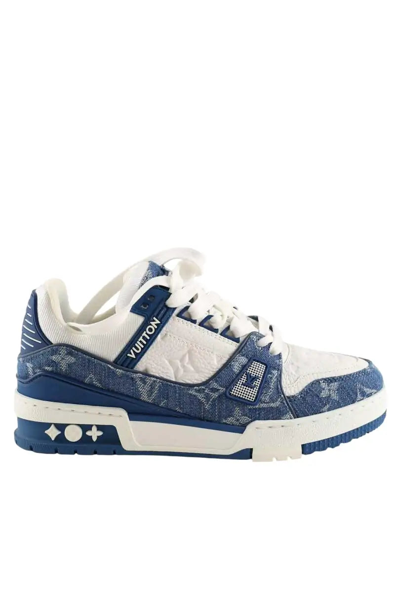 Baskets Louis Vuitton LV Trainer Bleu en Cuir, taille 36 - Seconde Main