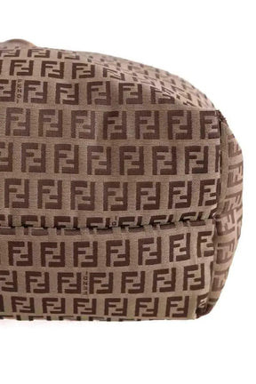Sac porté épaule Fendi Logo Shopper Tote Marron en Coton
