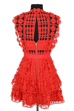 Robe Self-Portrait Rouge en Coton