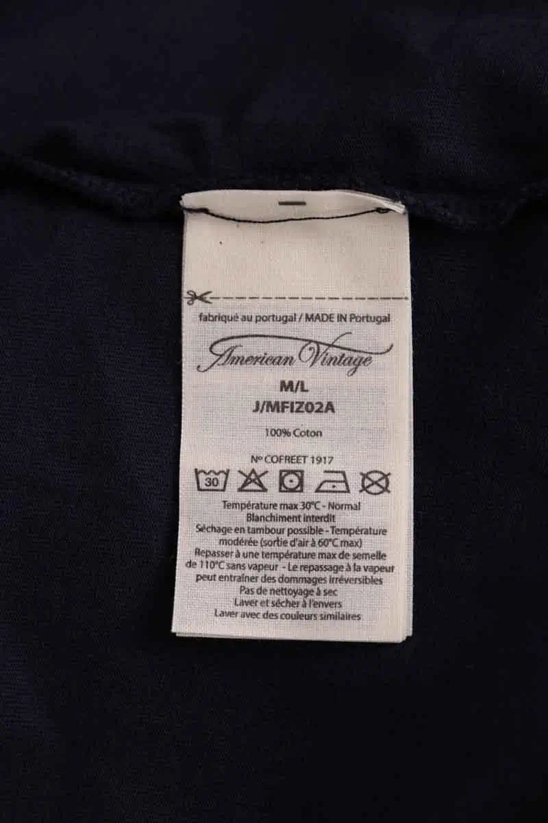 T-shirt American Vintage M/L Marine en Coton