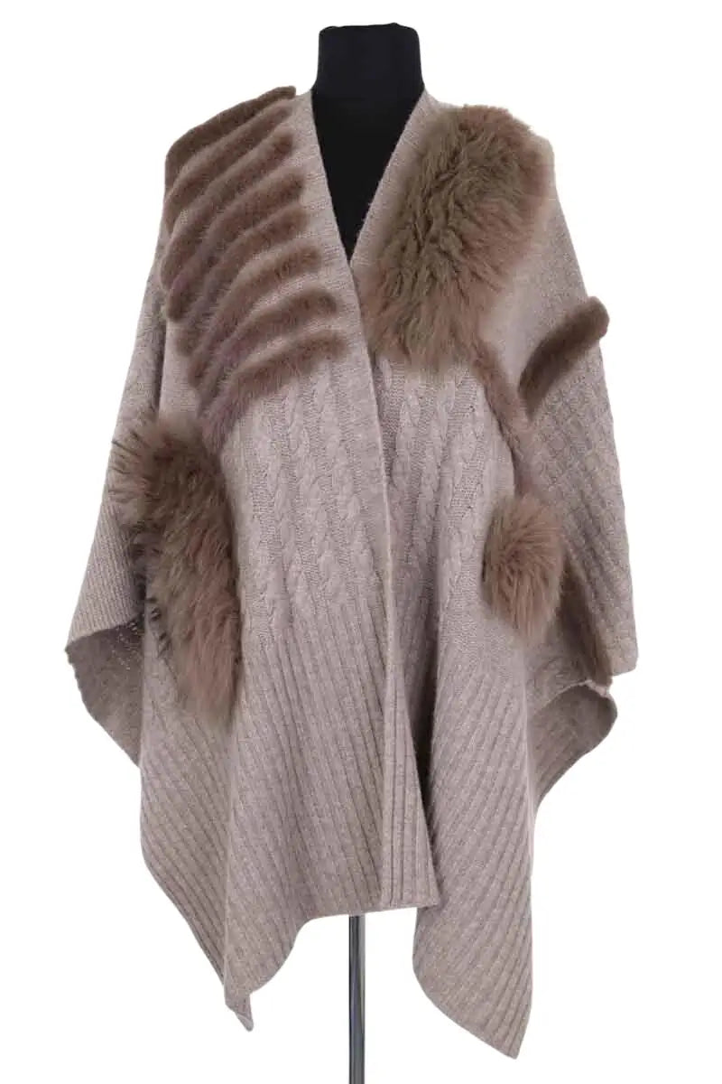 Poncho Max & Moi Beige en Laine, taille TU - Seconde Main